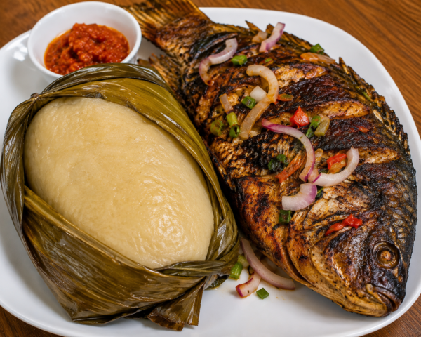Grilled fish with spicy sides
