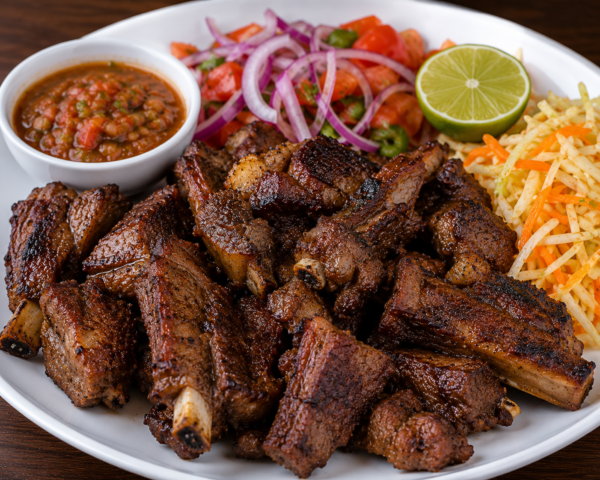 Grilled meat feast with fresh sides