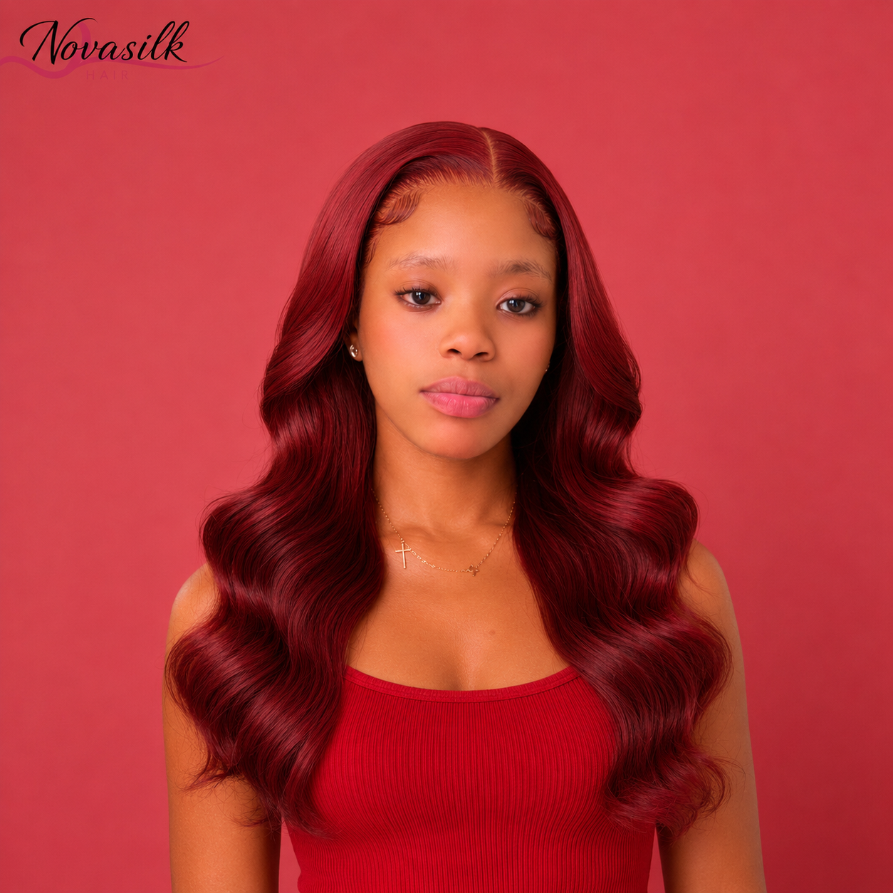 red glueless body wave